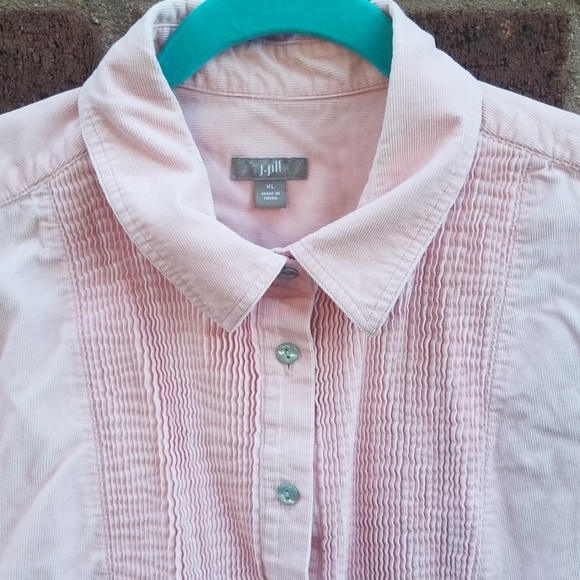 J. Jill Tops - J Jill Sz XL Pink Corduroy Tuxedo Blouse EUC